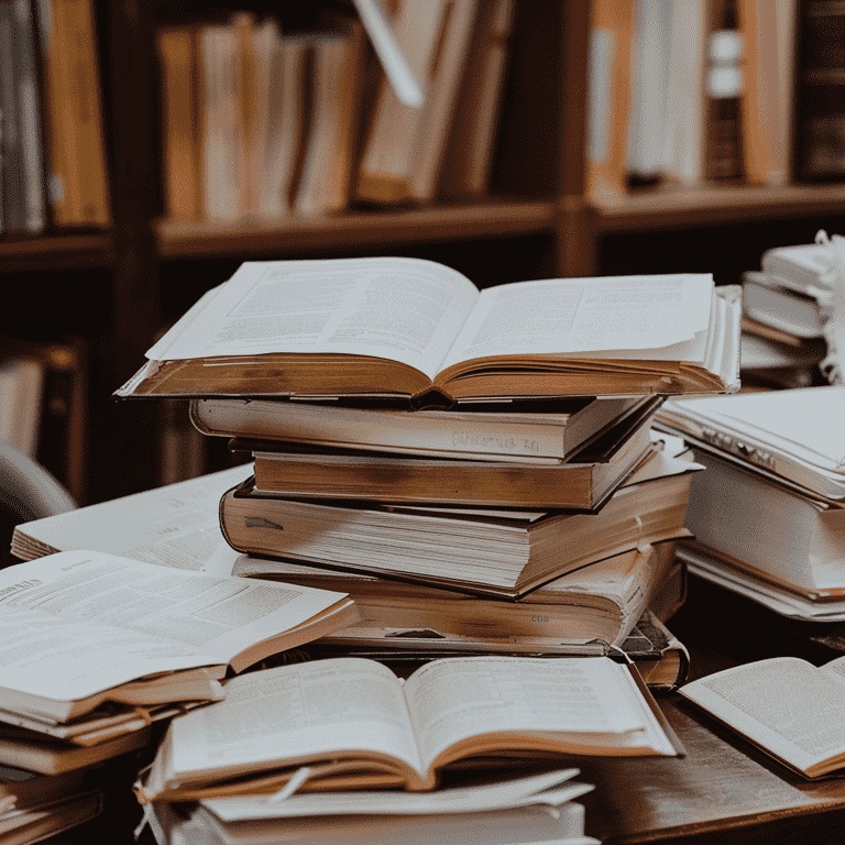books stacked on desk