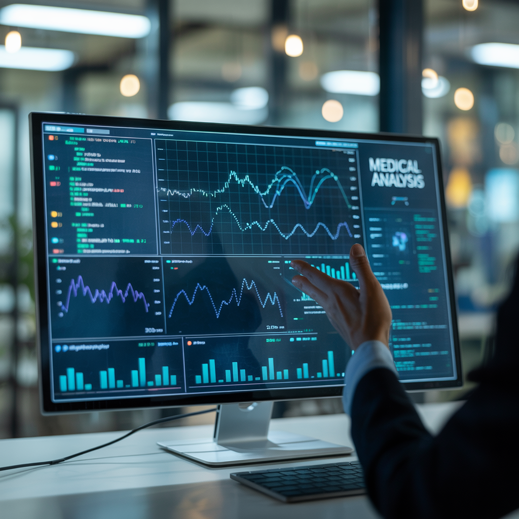 AI software analyzing medical data in an IME process.
