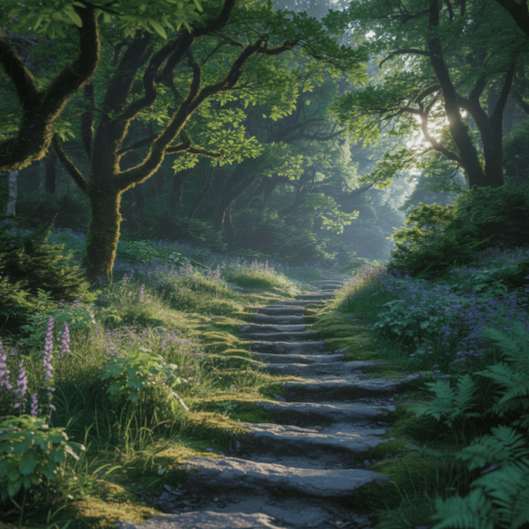 A peaceful forest path, representing the future and journey of medical expert testimony.
