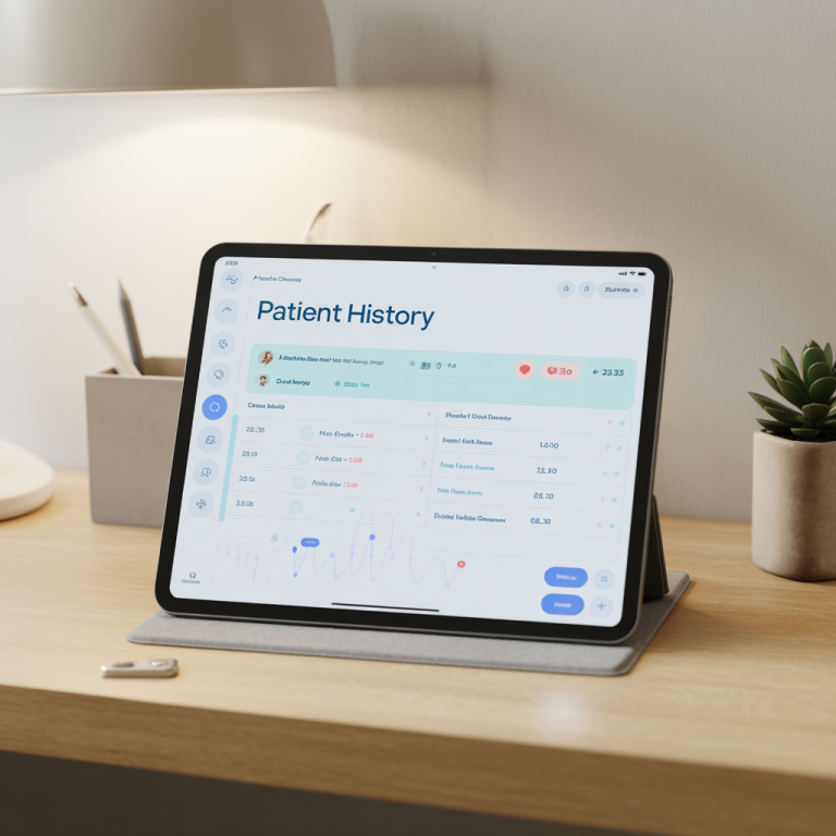 Digital medical record displayed on a tablet screen.