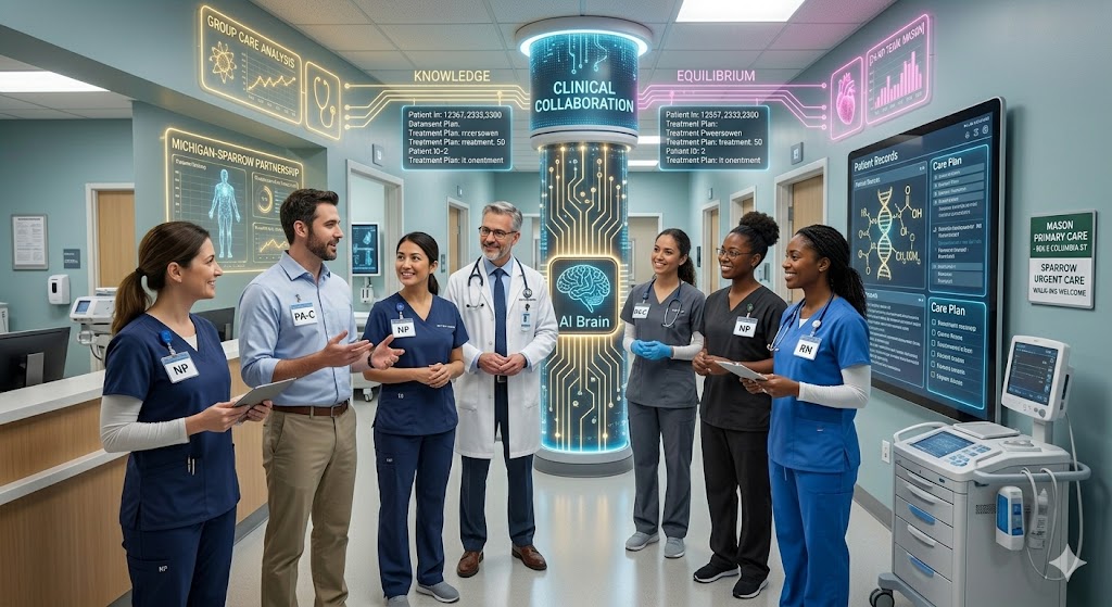 Nurse practitioners and physician assistants standing together in a hospital environment