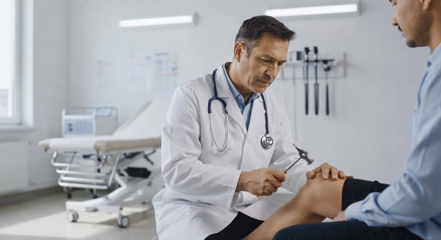 Physician performing a hands-on medical examination